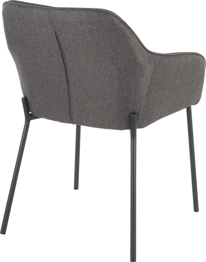 Lumisource Dining Chairs - Daniella Contemporary Dining Chair in Black Metal and Charcoal Fabric - Set of 2