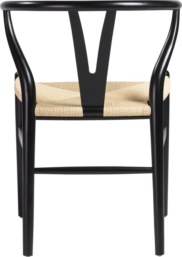 Euro Style Dining Chairs - Evelina Side Chair in Black with Natural Rush Seat - Set of 2