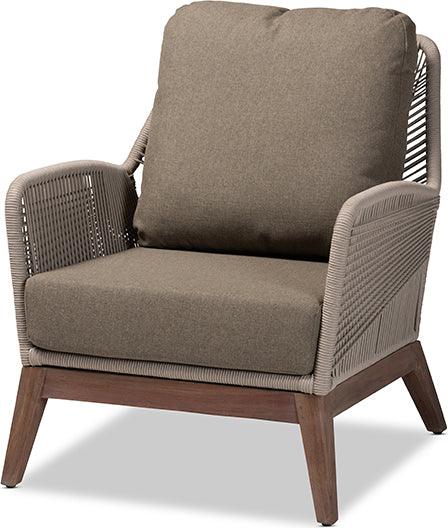 Wholesale Interiors Accent Chairs - Jennifer Mid-Century Grey Woven Rope Mahogany Accent Chair