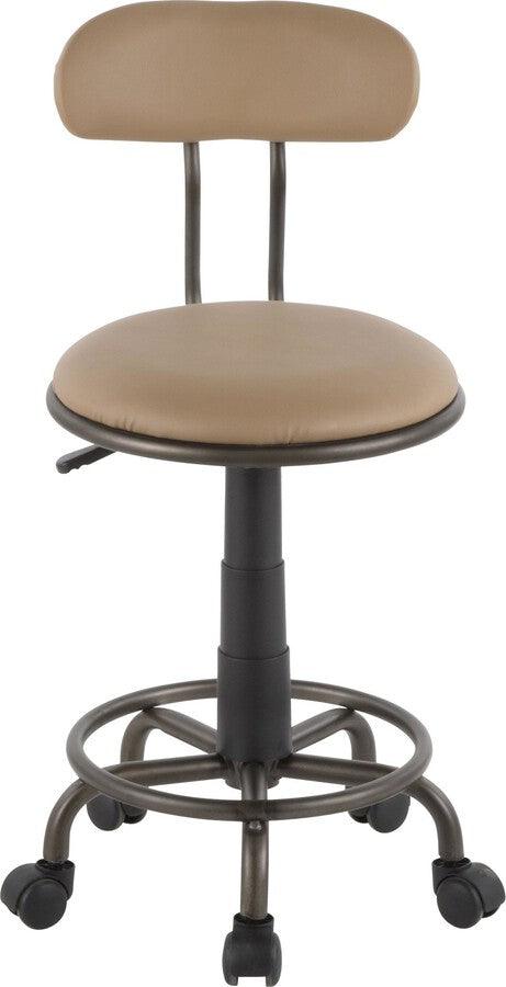 Lumisource Task Chairs - Swift Industrial Task Chair in Antique Metal and Camel Faux Leather