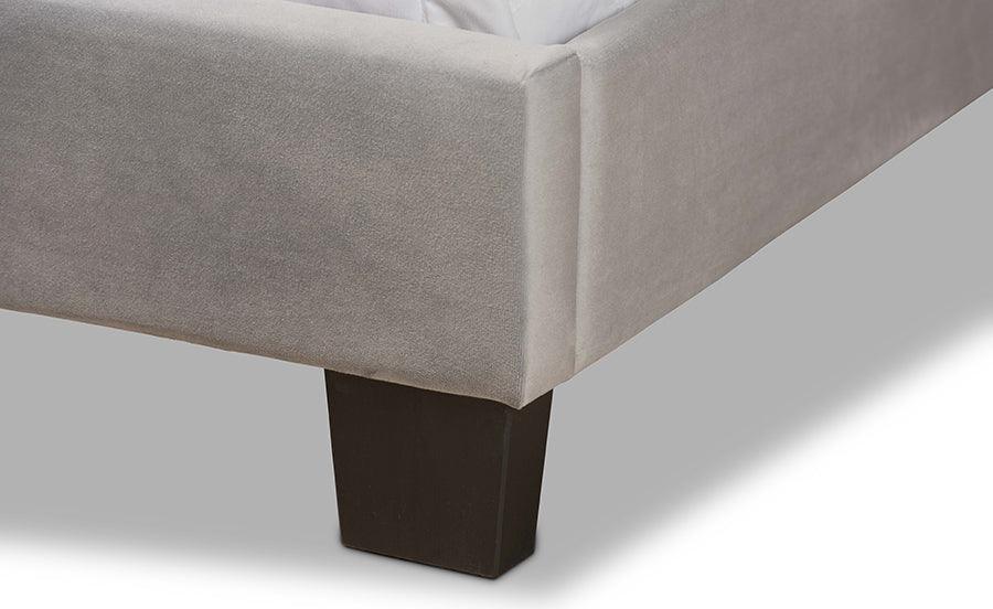 Wholesale Interiors Beds - Benjen Modern and Contemporary Glam Grey Velvet Fabric Upholstered Queen Size Panel Bed