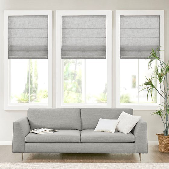 Olliix.com Curtains - Linen Blend Light Filtering Cordless Roman Shade Grey