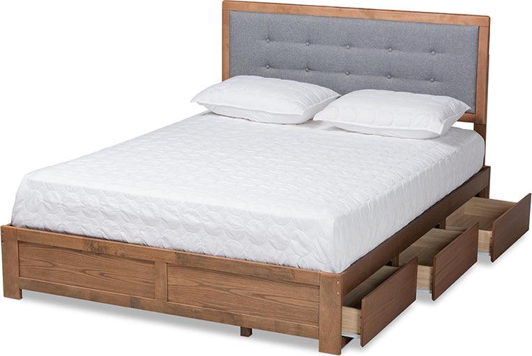 Wholesale Interiors Beds - Lene Queen Storage Bed Ash walnut & grey