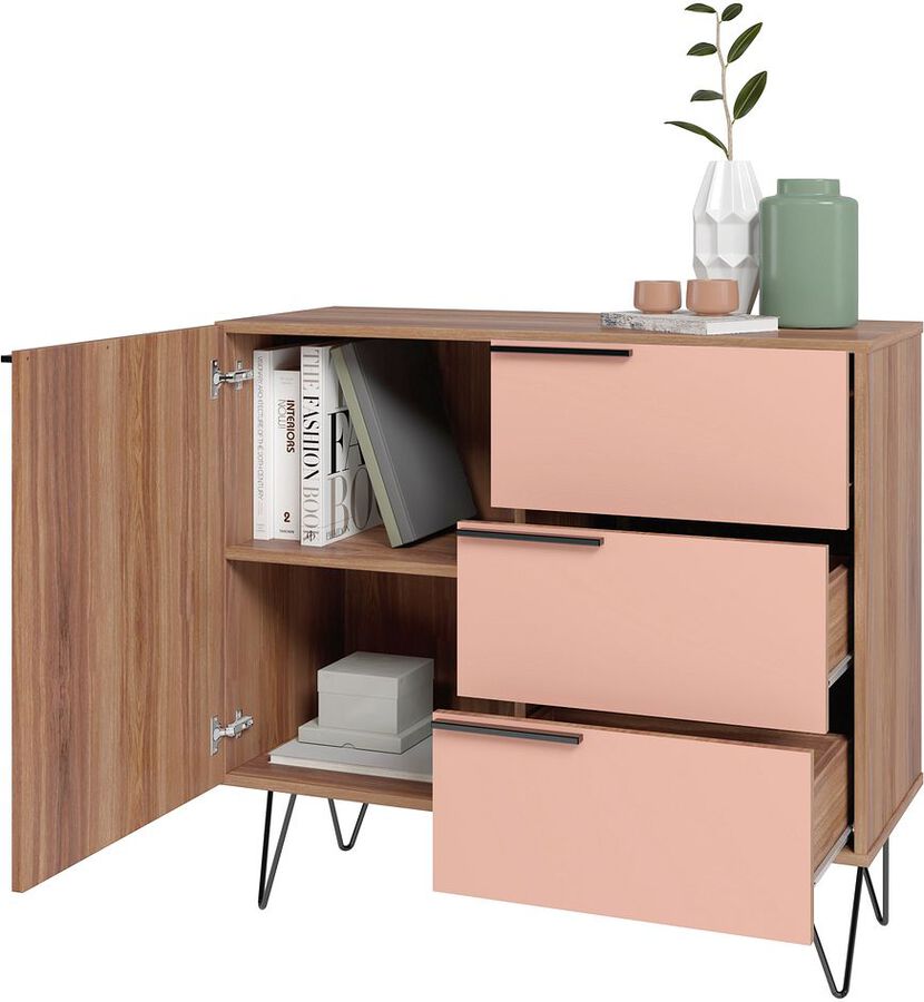 Manhattan Comfort Dressers - Beekman 35.43 Dresser in Brown and Pink