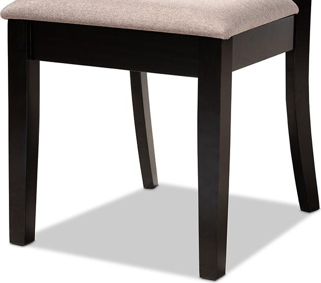 Wholesale Interiors Dining Chairs - Clarke Contemporary Sand Fabric and Brown Finished Wood 4-Piece Dining Chair Set