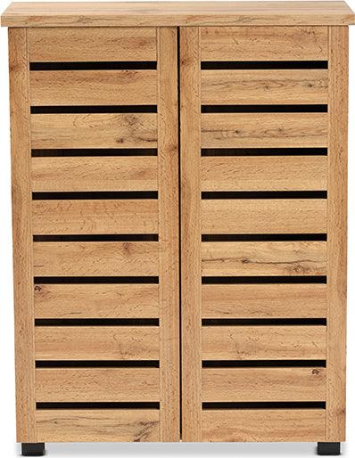 Wholesale Interiors Shoe Storage - Adalwin Oak Brown Finished Wood 2-Door Shoe Storage Cabinet