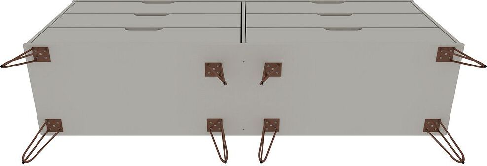 Manhattan Comfort Dressers - Rockefeller 6-Drawer Double Low Dresser with Metal Legs in Off White
