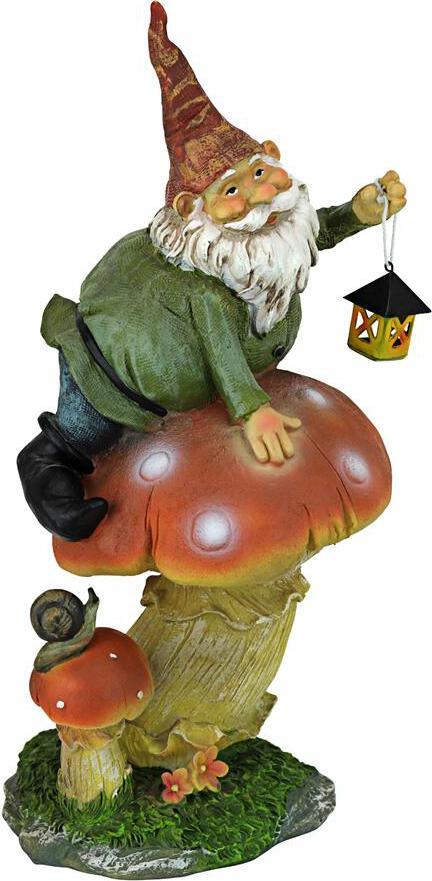 Design Toscano Gnomes - Tesla With Lamp Garden Gnome Statue