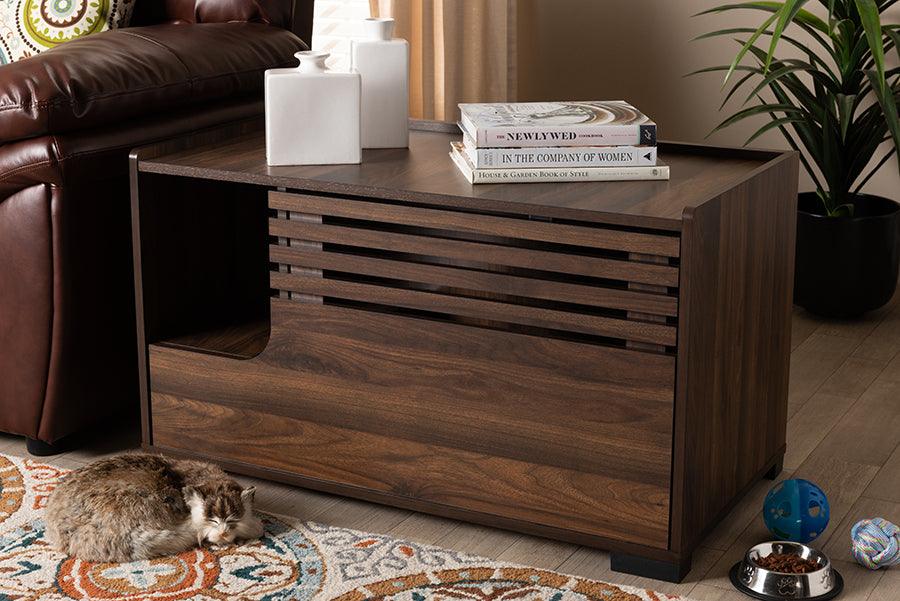 Wholesale Interiors Cat Litter Box - Claire Modern And Contemporary Walnut Brown Finished Cat Litter Box Cover House