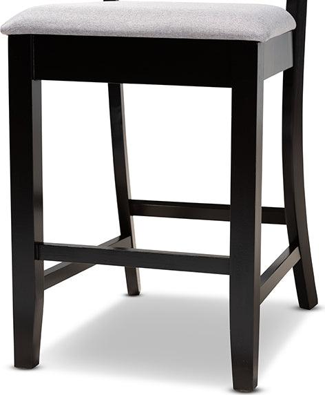 Wholesale Interiors Barstools - Chandler Grey Fabric Upholstered And Brown Finished Wood 2-Piece Counter Height Pub Chair Set