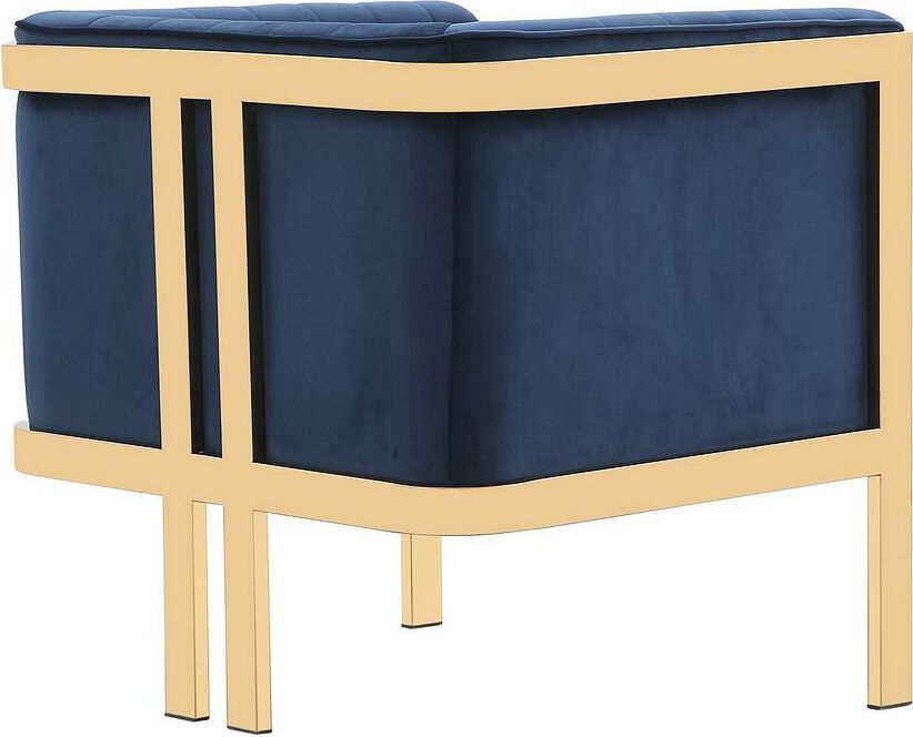 Manhattan Comfort Accent Chairs - Paramount Royal Blue and Polished Brass Velvet Accent Armchair (Set of 2)