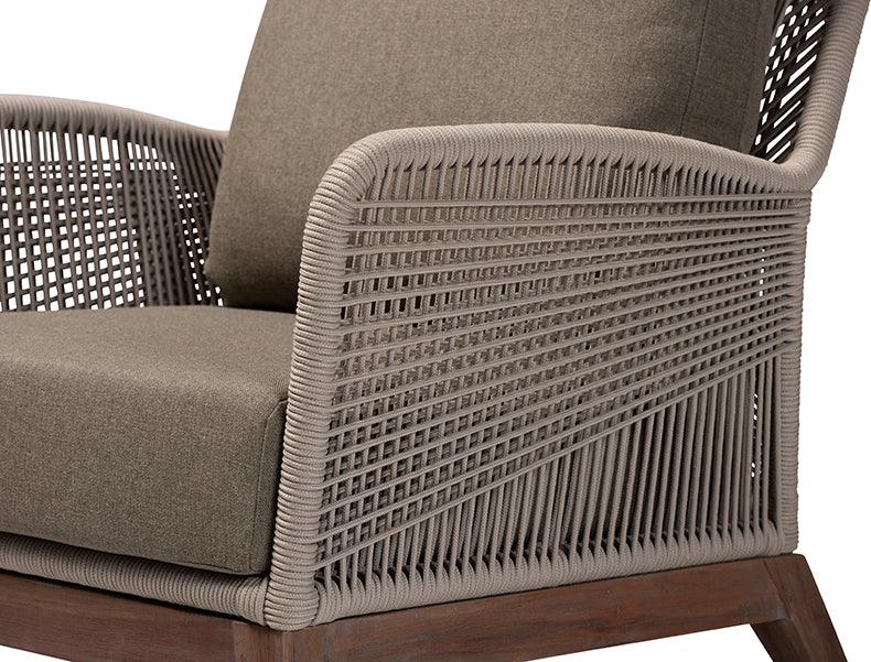 Wholesale Interiors Accent Chairs - Jennifer Mid-Century Grey Woven Rope Mahogany Accent Chair