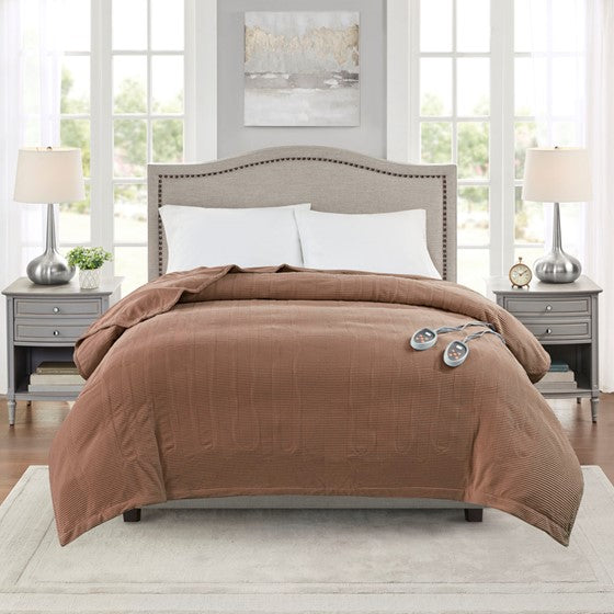 Olliix.com Heated Blankets - Heated Blanket Brown Queen