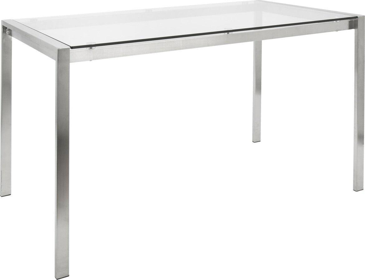 Lumisource Dining Tables - Fuji Contemporary Dining Table Stainless Steel with Clear Glass Top Clear