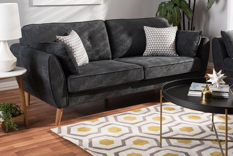 Wholesale Interiors Sofas & Couches - Miranda Mid-Century Modern Dark Grey Fabric Upholstered Sofa