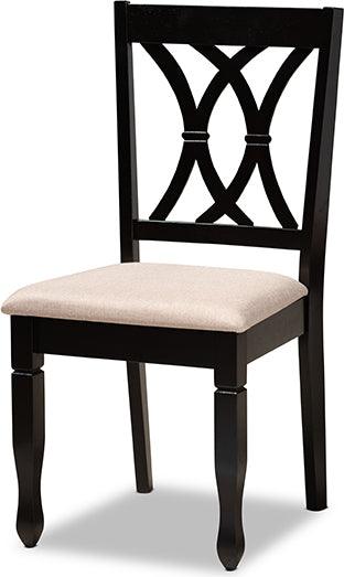 Wholesale Interiors Dining Sets - Reneau Sand Fabric Upholstered Espresso Brown Finished Wood 7-Piece Dining Set