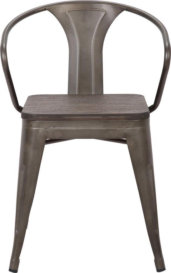 Lumisource Dining Chairs - Waco Industrial Chair in Vintage Antique Metal & Espresso Bamboo - Set of 2