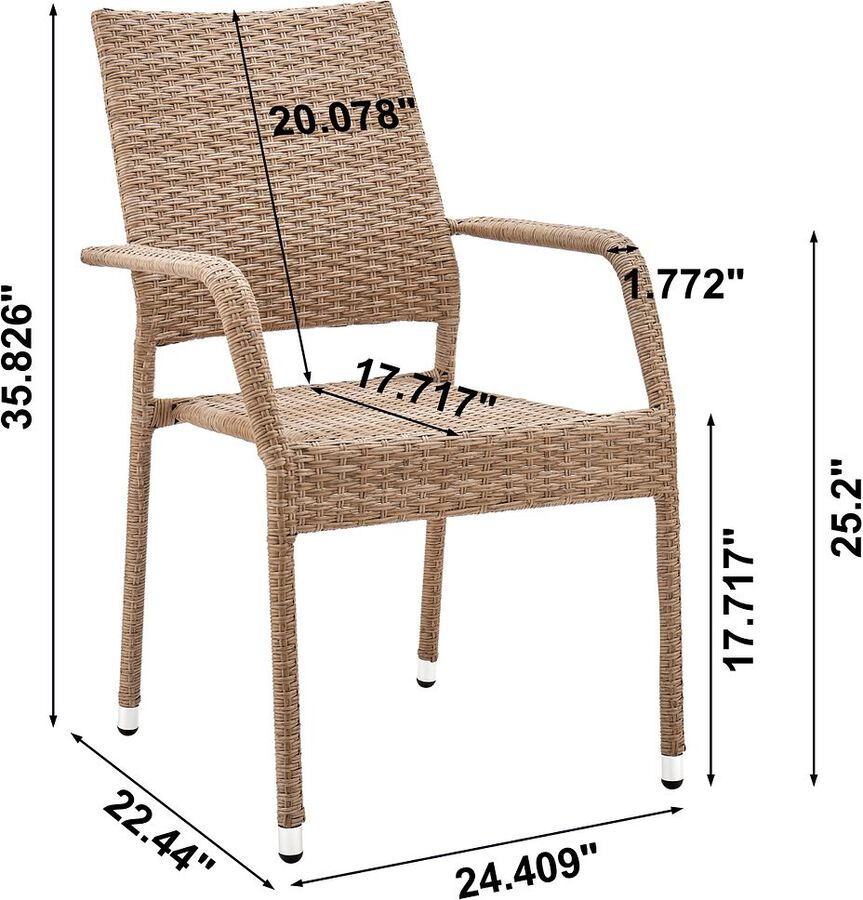 Manhattan Comfort Outdoor Dining Chairs - Genoa Patio Dining Armchair in Nature Tan Weave