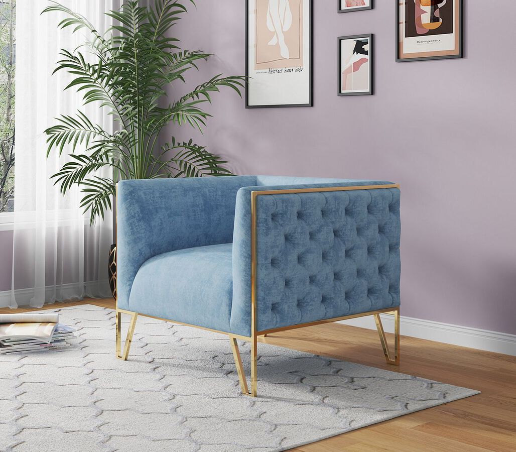 Manhattan Comfort Accent Chairs - Vector Accent Chair in Ocean Blue and Gold