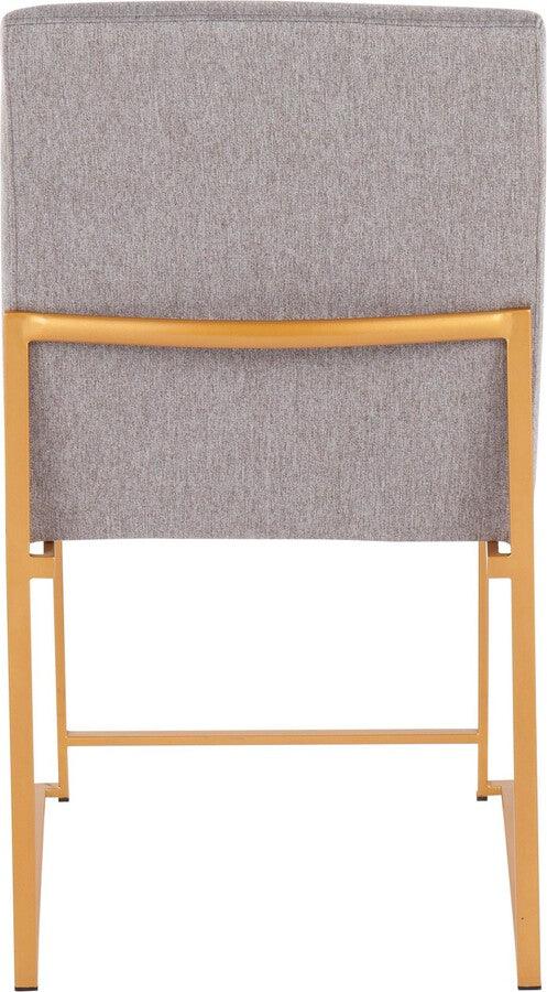 Lumisource Dining Chairs - High Back Fuji Contemporary Dining Chair In Gold & Light Grey Fabric (Set of 2)