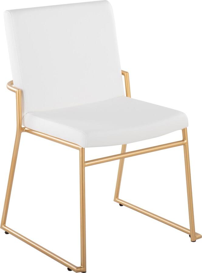 Lumisource Dining Chairs - Dutchess Contemporary Dining Chair In Gold Steel & White Faux Leather (Set of 2)