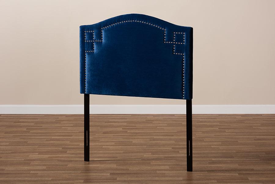 Wholesale Interiors Headboards - Aubrey Modern And Contemporary Royal Blue Velvet Fabric Upholstered Twin Size Headboard
