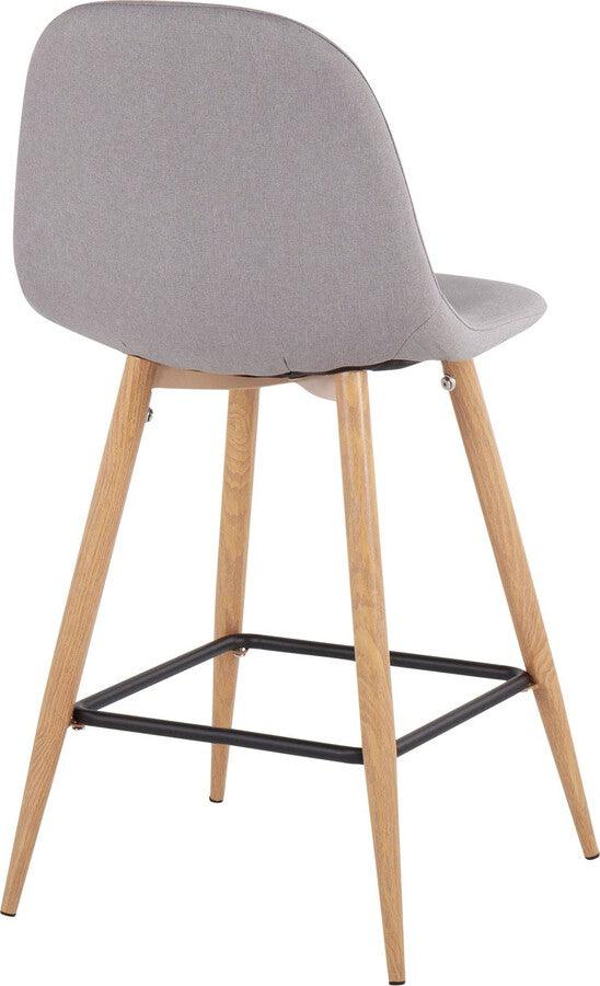 Lumisource Barstools - Pebble Counter Stool In Natural Metal & Light Grey Fabric (Set of 2)