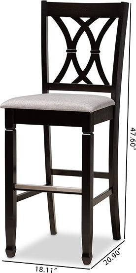 Wholesale Interiors Barstools - Calista Grey Fabric Upholstered and Espresso Brown Finished Wood 2-Piece Bar Stool Set