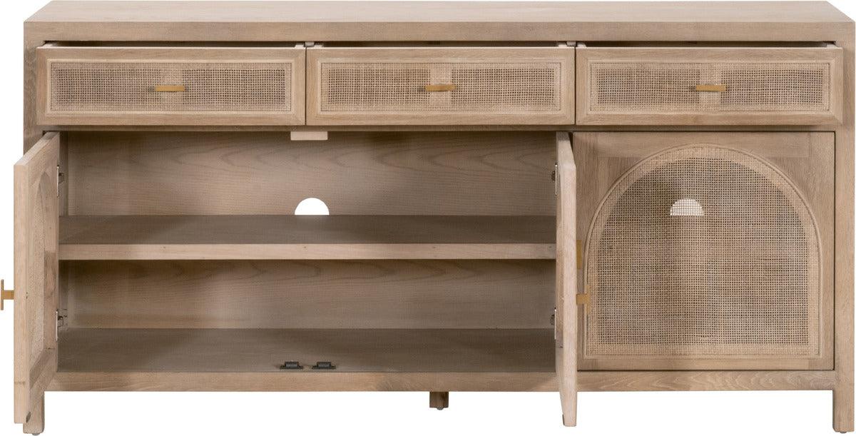 Essentials For Living Buffets & Cabinets - Cane Media Sideboard Smoke Gray Oak