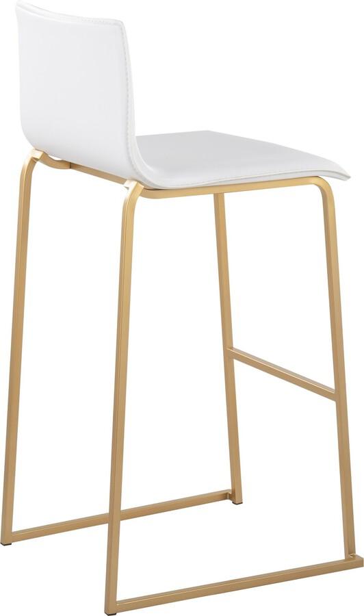 Lumisource Barstools - Mara Barstool In Gold Steel & White Faux Leather (Set of 2)