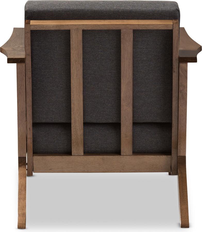 Wholesale Interiors Accent Chairs - Cayla Grey Fabric & "Walnut" Brown Wood Living Room 1-Seater Lounge Chair