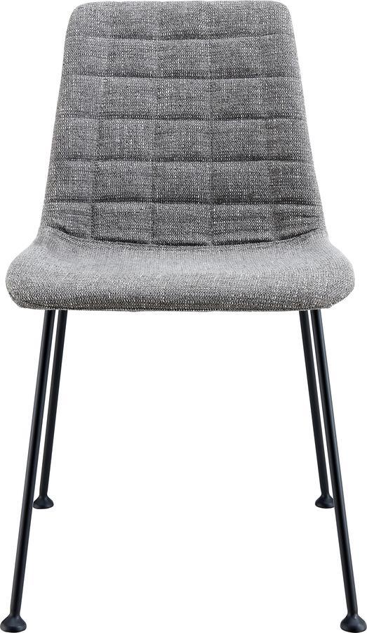 Euro Style Dining Chairs - Elma Side Chair in Light Gray Fabric with Matte Black Frame and Legs - Set Of 2