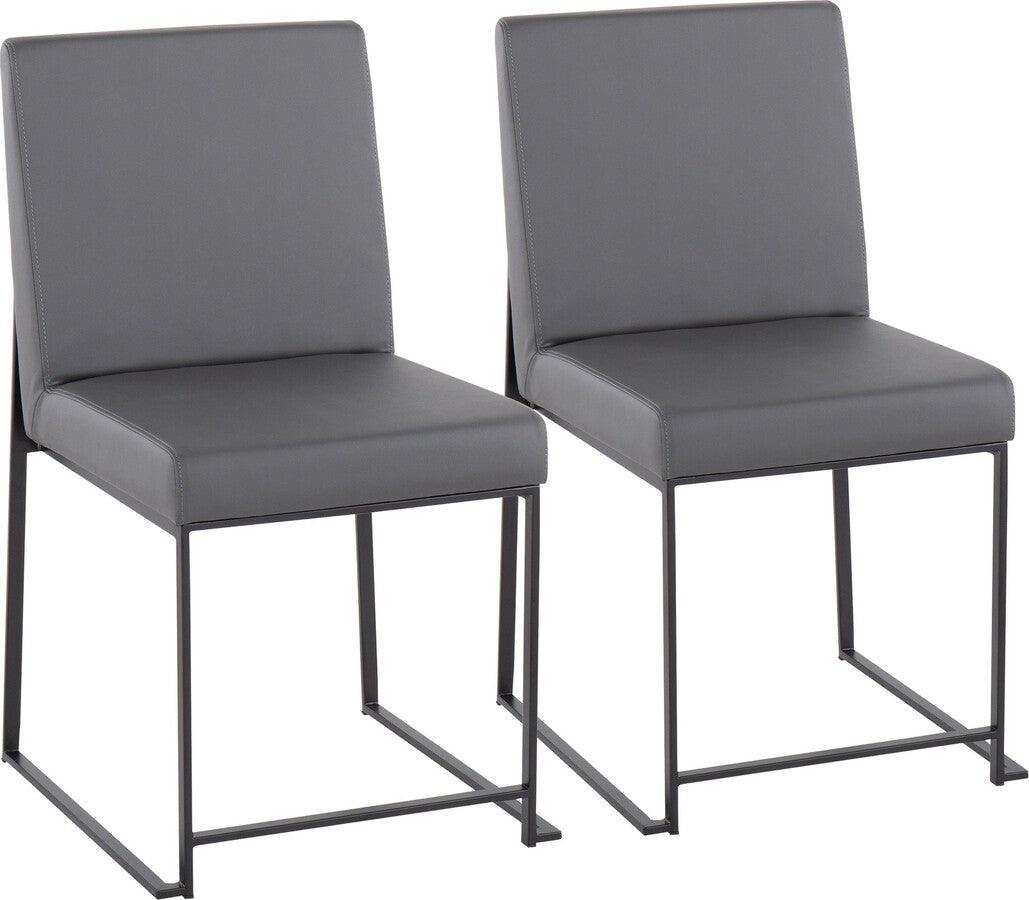 Lumisource Dining Chairs - High Back Fuji Contemporary Dining Chair In Black Steel & Grey Faux Leather (Set of 2)