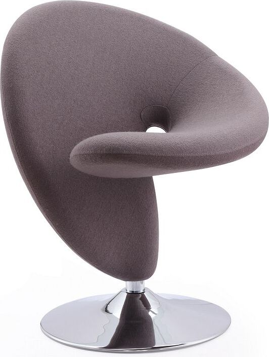 Manhattan Comfort Accent Chairs - Curl Grey and Polished Chrome Wool Blend Swivel Accent Chair (Set of 2)