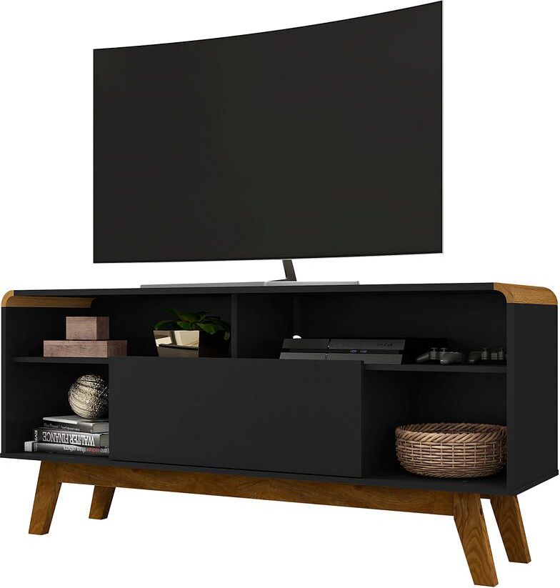 Manhattan Comfort TV & Media Units - Camberly 53.54 TV Stand in Matte Black and Cinnamon