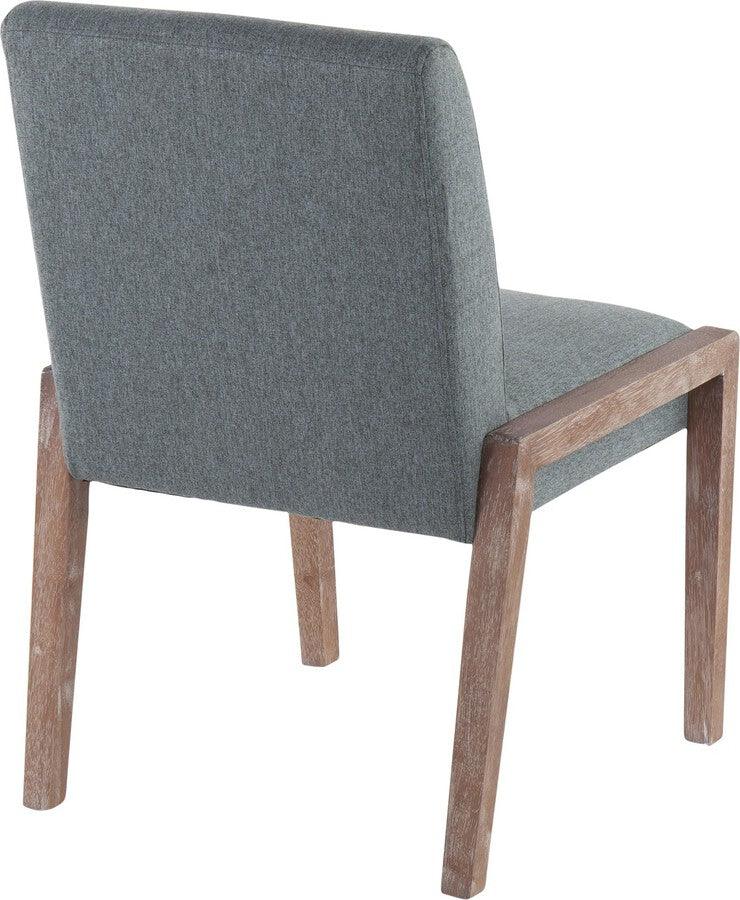 Lumisource Accent Chairs - Carmen Contemporary Chair In White Washed Wood & Teal Fabric (Set of 2)
