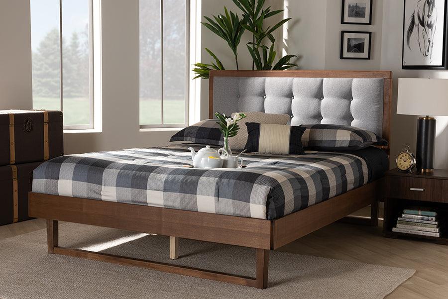 Wholesale Interiors Beds - Viviana Queen Bed Light Gray & Walnut