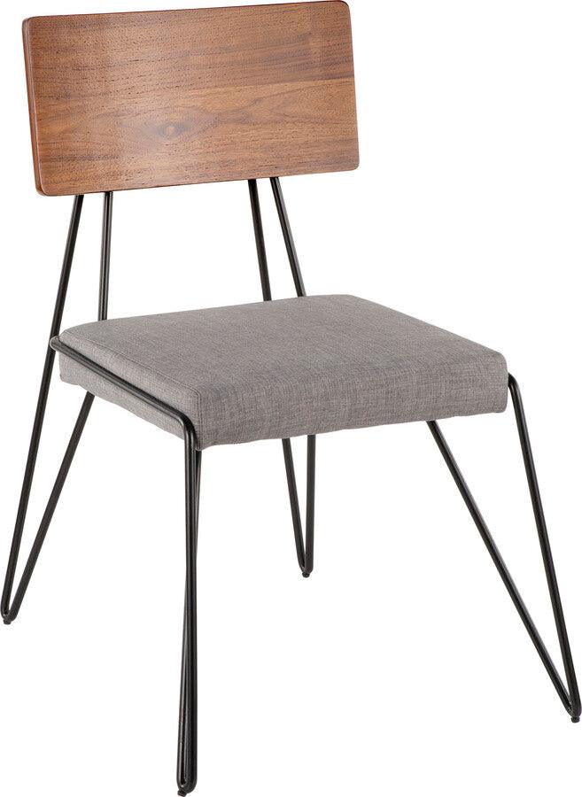 Lumisource Dining Chairs - Loft Chair 34" Gray Fabric & Walnut Wood (Set of 2)