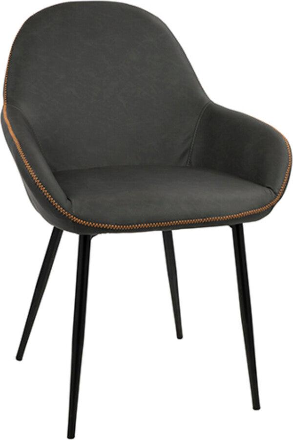 Lumisource Dining Chairs - Clubhouse Contemporary Dining Chair in Black with Grey Vintage Faux Leather - Set of 2