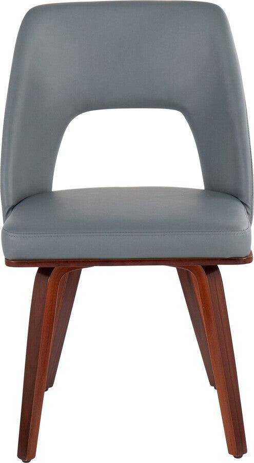 Lumisource Accent Chairs - Triad Upholstered Chair In Walnut Bamboo & Grey Faux Leather (Set of 2)