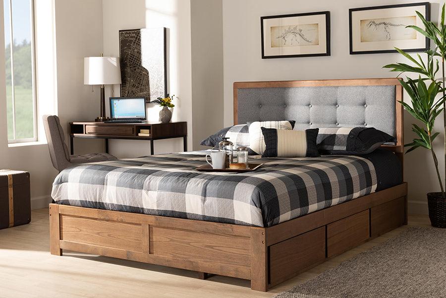 Wholesale Interiors Beds - Lene Queen Storage Bed Ash walnut & grey
