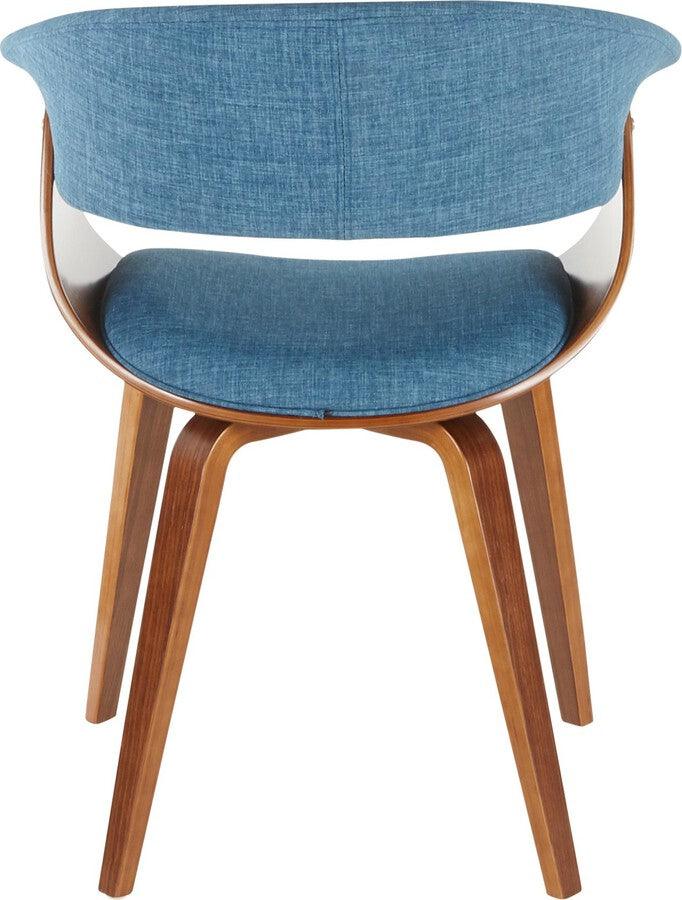 Lumisource Dining Chairs - Vintage Mod Mid-Century Modern Dining/Accent Chair in Walnut & Blue Fabric