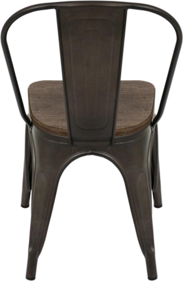 Lumisource Dining Chairs - Oregon Industrial-Farmhouse Stackable Dining Chair in Antique and Espresso - Set of 2