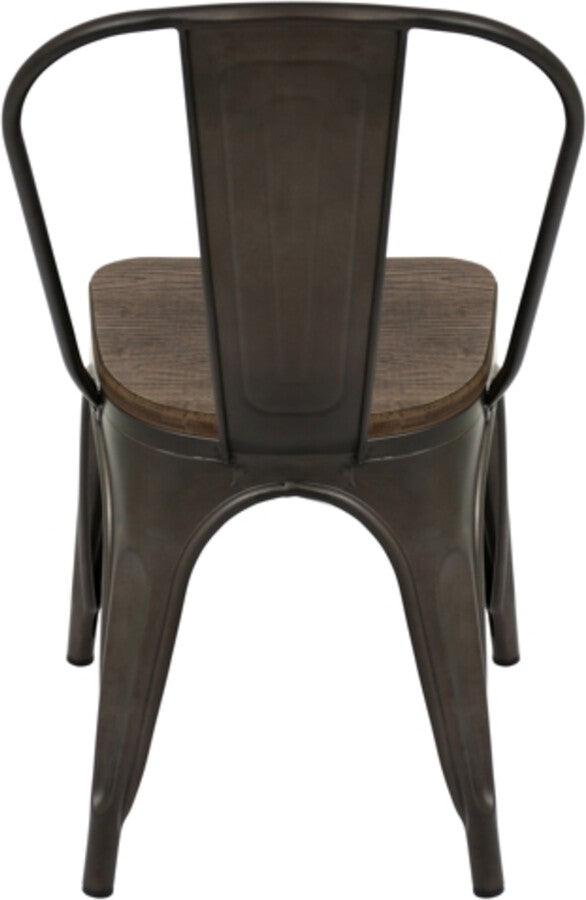 Lumisource Dining Chairs - Oregon Industrial-Farmhouse Stackable Dining Chair in Antique and Espresso - Set of 2