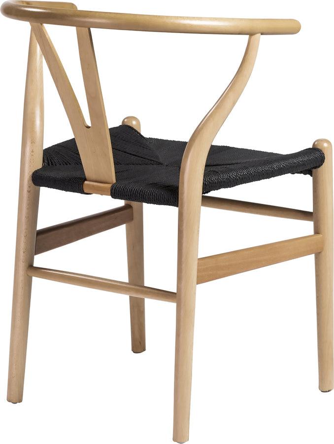 Euro Style Dining Chairs - Evelina Side Chair with Natural Stained Framed and Black Rush Seat - Set of 2