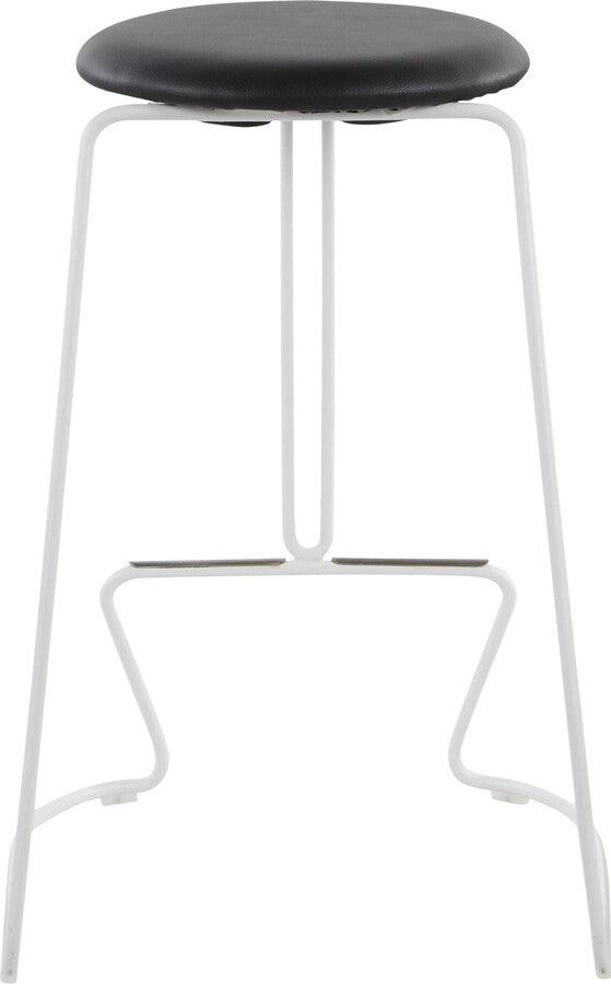 Lumisource Barstools - Finn Contemporary Counter Stool in White Steel and Black Faux Leather - Set of 2