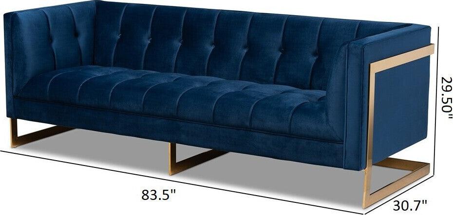 Wholesale Interiors Loveseats - Ambra Sofa Navy Blue & Gold
