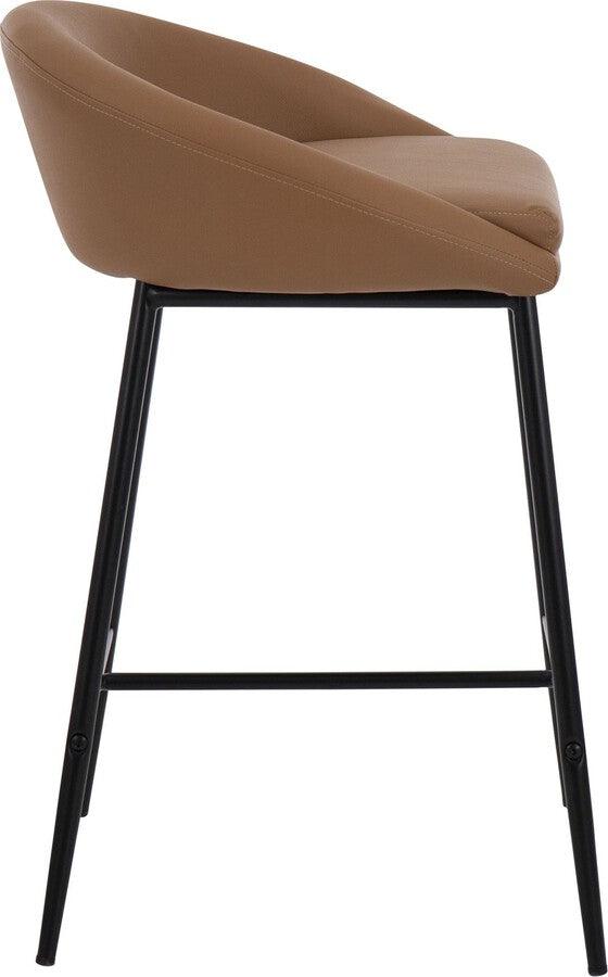 Lumisource Barstools - Matisse Counter Stool With Black Metal Frame & Camel Faux Leather (Set of 2)