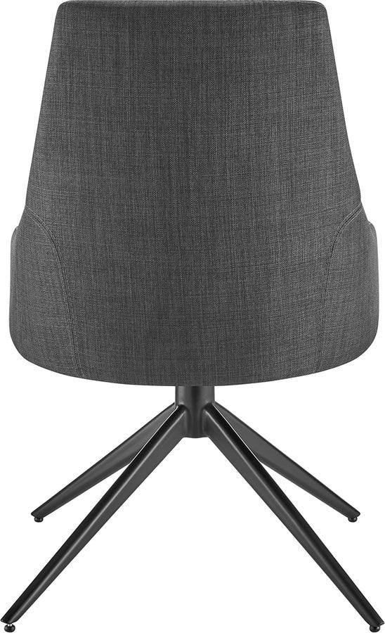 Euro Style Dining Chairs - Signa Side Chair in Charcoal Fabric with Black Steel Base