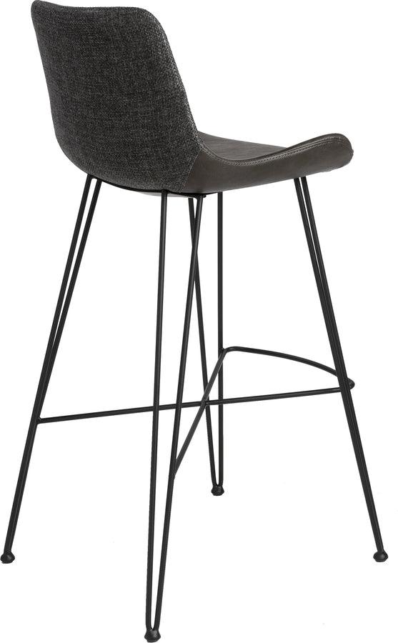 Euro Style Barstools - Alisa-B Bar Stool in Dark Gray Fabric and Dark Gray PU with Matte Black Legs